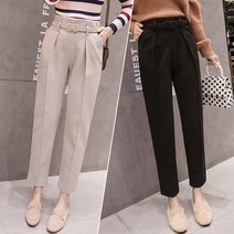 가을 여성용 심플 모던한 모직 바지 TBV0967