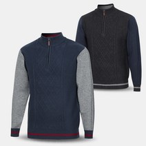 남성 컬러 배색 니트 반집업 스웨터 PK301 겨울