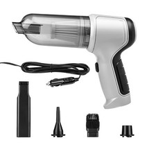 송풍기 터보 블로워 낙엽 청소기 충전세차용 눈날리는 기계 9000PA 4 인 1 미니 차량용 진공 개똥 얼룩 제, 01 Grey wireless