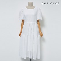 코인코즈 라운드넥 소매 퍼프 라인 심플리 반팔 원피스 (IY2MO5270)