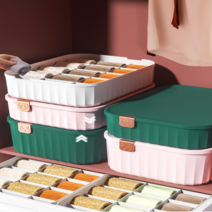 칸막이 뚜껑 속옷정리함 양말정리함 브래지어 플라스틱 서랍정리 수납박스 보관함, 10칸-핑크