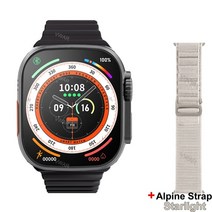 스마트워치 vwar zd8 울트라 스마트 시계 시리즈 8 49mm 1:1 티타늄 합금 바디 블루투스 통화 nfc ecg ip68 방수 z8 울트라 smartwatch 남자, 블랙 알파인 s