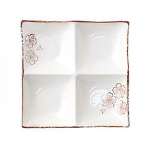 도자기 사각 나눔접시 반찬나눔접시 18cm