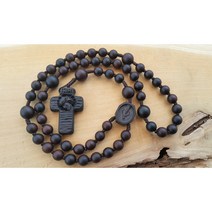 [우디]5단묵주 매듭묵주형태 소재 흑단 뒷면세례명조각