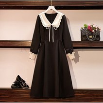 kirahosi 빅사이즈 배색 프릴 빅카라 플레어 미디 원피스 61574 G121U9
