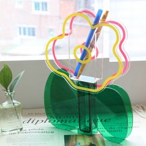 꽃 플라워 아크릴 인테리어 화병 꽃병 오브제 5종 감성 촬영 소품 연필꽃이, 줄기