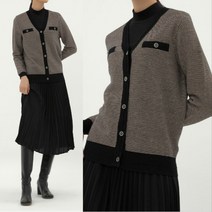 [지센] 여성 자카드 니트 가디건 레이온68%