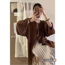 커먼에라가을 레트로 하프 롱 보헤미안 루즈핏 라이트 가디건