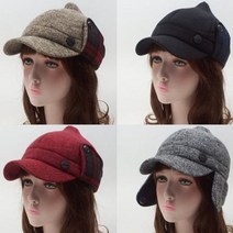 여성용 귀여운 승마모자 귀달이모자 겨울모자 창모자, 블랙