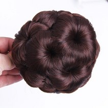 정수리 가발 달비 가채 쪽머리 덧가발 반가발 증모 할머니 블레이즈 헤어 업스타일 똥머리 땋기 붙임머리 조랑말 꼬리 롤빵 클립 인공 합성 머릿단 클로 인 포니 테일 익스텐션 피스, 어두운 갈색