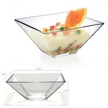 이태리 20cm 정사각 투명 유리볼 유리그릇 샐러드볼 빙수볼 유리대접 믹싱볼