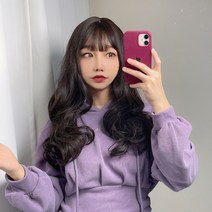 에스컬 큰 웨이브 파마 짙은 갈색 브라운 긴머리 통가발, S컬 짙은 갈색 긴머리