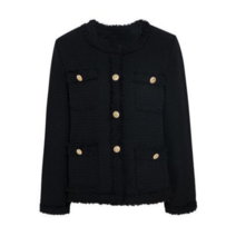 JJ JIGOTT 라운드넥 미디 트위드자켓 지고트