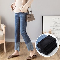 데님바지패션 임부 팬츠 봄가을 계절 얇은 핏아우터 긴바지 청바지 9부 봄옷 조모의 임신 초기 여성 배 2423112001