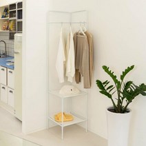 철제 화이트 모퉁이 코너형 행거 수납선반 스탠드행거 자취방행거 드레스룸