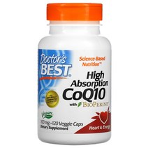Doctors Best BioPerine 함유 고흡수 CoQ10 100 mg 60 식물성 캡슐, 360 정, 100mg