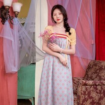 철릭 원피스 봄 A라인 쉬폰 개량한복 여름 랩스커트 생활한복 패턴 레이스 배색