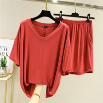 반팔티 브이넥 와이드 루즈핏 5부 소매 여성 여름 모달 미들 이너티셔츠 얇은 상의 캐쥬얼 빅진 1275545889