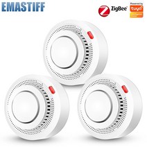 고성능 EMastiff-지그비 연기 감지기 투야 스마트 홈 보안 보호 화재 경보 시스템 라이프 구글 어시스턴트용, [03] 3pcs zigbee smoke, 1개