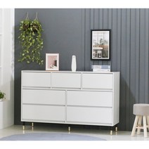 나무야스토리 레아1500 3단와이드 서랍장 7단서랍장, 화이트