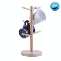 SOCEAN 천연 대나무 원목 컵꽂이 컵트리 커피잔 건조대 컵걸이 거치대 머그컵 손잡이컵 유리잔 건조 머그걸이 머그트리 머그 정리대 커피컵 스탠드 컵정리 홀더 컵 수납 컵걸이