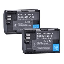 2650mah lp-e6 lp-e6n lpe6 lpe6n lp e6 e6n 배터리 카메라 배터리 canon eos 5d mark ii iii 50d 6d 60d 7d 70d 80d, 협력사, 배터리 2개