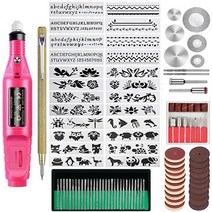 타각기 각인기 금속 마킹펜 공예용 108pcs 조각 도구 키트 전기 유선 마이크로 에칭, 우리 플러그 핑크