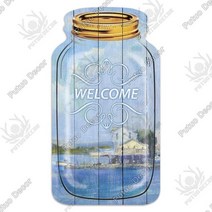 정원 꾸미기 마당 Putuo 장식 그림 로그인 메이슨 항아리 모양 나무 표지판 플라크 소박한 홈 농가 벽, 18 MJ0234_01 8.3x4.5inch