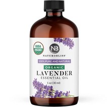 NaturoBliss 유기농 라벤더 에센셜 오일 100% 순수 치료 등급 프리미엄 품질 30ml(1액량 온스) - 아로마테라피 및 휴식에 적합 (라벤더 30ml)