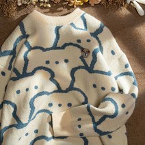Studyofslag 커플 드레스 귀여운 곰 부드러운 waxy 터틀넥 하라주쿠 스웨터 남성과 여성을위한 늙은 일본 니트 셔츠 게으른 윈드웨어