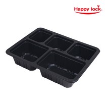 해피락 배달 포장 실링용기 23185-2B 23185-5A 2칸 5칸 뚜껑 600개, 23185-5A(70호5칸)-600개, 블랙