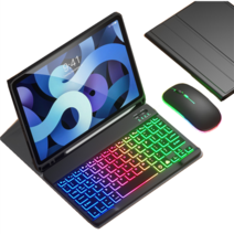 적용 갤럭시탭 한국어 백라이트 블루투스 키보드 케이스 + 마우스 적용, S4 10.5 T830, 블랙