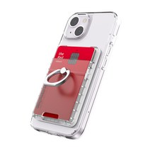 억스 아이링 포켓 맥스 맥세이프 마그네틱 호환 자석형 핸드폰 스마트링 카드지갑 거치대, 클리어