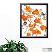 나봄갤러리 감나무와 박새 감그림 감나무 액자, 1.심플 블랙 액자