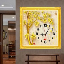 푸아이 3D 보석십자수 돈나무시계 50x50 DIY 집들이 선물 인테리어 소품(사이즈 6종)+행운십자수(30x30)MJ020, 1세트, 60*60CM