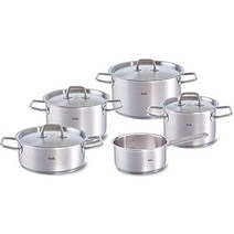 Fissler 베를린 스테인리스 냄비 세트 5 개 냄비 세트 뚜껑이있는 냄비 쌓을 수있는 냄비 붓는 도구 인덕션 모든 종류의 스토브 소스 팬 3 개 캐서롤 1 개 냄비 1 개, 5 개 부품