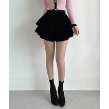 미츠 벨벳 미니 캉캉 플레어 스커트