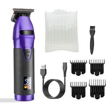 미용실 프로 남자 바버샵 바리깡 남성용 USB 헤어 클리퍼 전문 무선 이발 면도기 수염 0mm T9, 05 purple