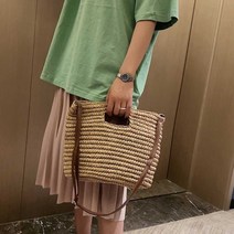 오너클랜 밀짚 라탄 토트 숄더백 여름 휴가 비치 스타일 코디