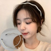 행스 물결 진주 머리띠