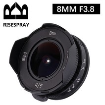 캐논 니콘 호환 미러리스렌즈 risespray 8mm f3.8 어안 렌즈 마이크로 포서드 마운트 카메라용 180° 초광각 올림푸스 m43용 파나소닉용, 매크로 43