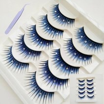 BLOWFISH FUGU 무대 퍼포먼스 속눈썹 공연 연장 속눈썹 5쌍 세트 2P J-022, 블루