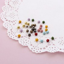 짱패브릭 인형옷부자재)(5개) 4mm 볼륨꽃단추, 골드