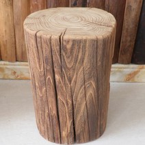 오래된 원목 느릅나무 통나무 스툴 고재 원형 의자, B.지름 17-19 높이 40cm