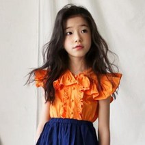 해외직구 2020 소녀를위한 중순 롱 레드 블루 스커트 십대 스커트 소녀 키즈 엄마와 딸 의류 봄 여름 가을 학교 옷, 10, 주황색