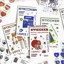 화지+PET 다꾸 칼선 스티커 20장 1세트 4종, 4.화지+PET 레드