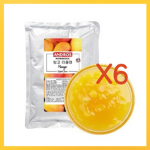 앤드로스 망고 리플잼 1kg 대용량 잼 / 마카롱 크로와상 크로플 베이킹 요거트 아이스크림 토핑 잼 에이드 스무디 카페 음료 베이스, 6개