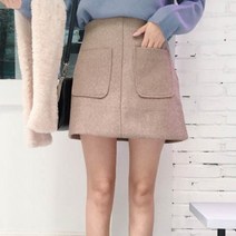 가바바 여성 스커트 주머니가 있는 따뜻한 소재의 모직 데일리 겨울 미니스커트 G26841