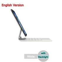 블루투스 매직 iPad Pro 11 12.9 2022 2021 2020 2018 공기 5 4 10.9 태블릿 케이스 히브리어 스페인어 한국어 아랍어 키보드, Wi-Fi, 500GB, White Backlit, For iPad Air5 10.9