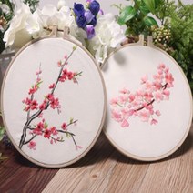 [성실한오피스] 프랑스 자수 DIY 패키지, 20cm, 07_복숭아꽃